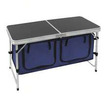 Outdoor Folding Camping Table Black Folding Camping Table With Adjustable Legs - Blue-black - View 4