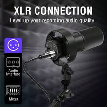 動態麥克風與低調支架套組，XLR/USB 播客錄音電腦麥克風，人聲直播套件，含金屬懸臂支架、靜音按鈕、耳機插孔，適合遊戲工作室 (K688+BM88)-FIFINE T688 - 黑色 - 查看 6