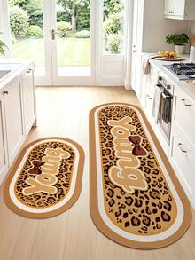 1pc Leopard Print Cute Rug, Kitchen Rug, Hallway Rug, Suitable For Bathroom, Kitchen, Outdoor, Indoor, Bedroom, Living Room, Bedside, Decorative Rug, Machine Washable Easy To Clean, Entryway Mat, Non-Slip Bottom, Bedroom Decorative Rug - Multicolor - View 4