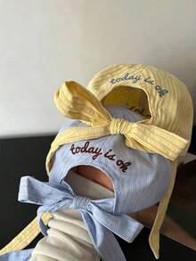 1件女款條紋棒球帽，可愛刺繡字母蝴蝶結夏季遮陽帽，時尚休閒防曬帽，清新返校季最佳禮物 - 彩色 - 查看 6