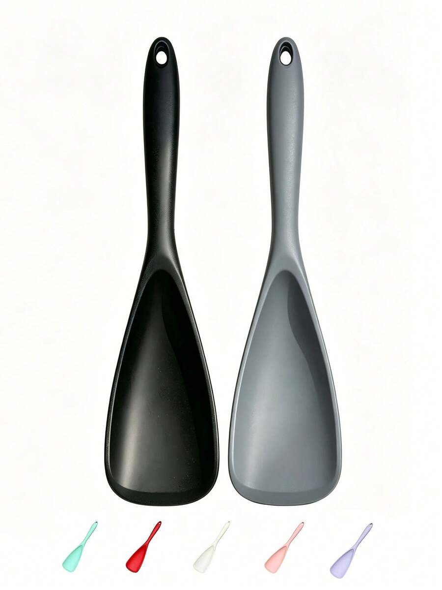 1/2pcs VOVOLY Silicone Cooking Spoons, Suitable For Non-Stick Cookware, Can Stir, Scoop And Scrape, Seamless Design, Silicone Scraper Spoon, Suitable For Cooking And Serving, Multi-Function Scraper Spoon - Multicolor - View 1