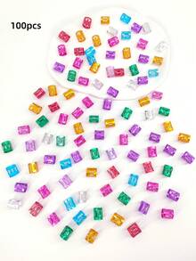 100pcs Multi-Color Hair Accessories Set, Suitable For Braids & Dreadlocks, Includes Beads, Hair Ties, Clips And Adjustable Metal Headbands - Multicolor - View 8