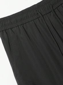 Men's Casual Straight Leg Pants, Minimalist Design, Spring/Autumn - Black - View 5