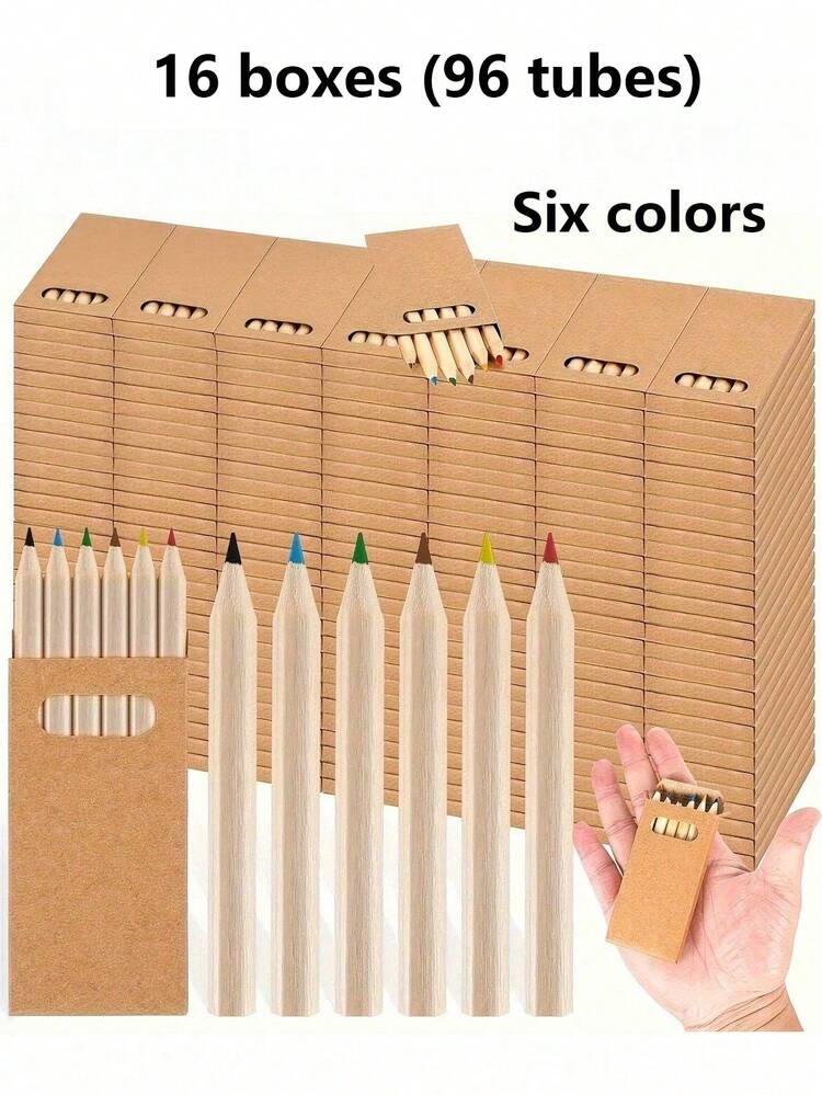 12/24/36/48/60/72/96pcs Mini Colored Pencils Set, 3.5 Inch Portable Short Pencils, 6 Different Colors Per Box, Pre-Sharpened, Suitable For Home Birthday Party, School Teacher, Craft, Learning Supplies, Drawing, Classroom, Art Tools - Multicolor - View 16