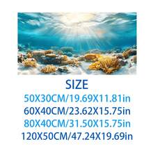 Seascape Sand, Rock, Water Plant And Fish Tank Decor - Coral Reef Self-Adhesive Removable Wallpaper-Style Background, Easy To Peel And Stick Freshwater/Saltwater Aquarium Reusable Fish Tank Decoration, Fish Habitat Decor, Aquarium Sticker, Suitable For Stream Tank, Planted Tank, Turtle Tank Landscaping, Studio Photography Backdrop, Self-Adhesive Front - B - View 4