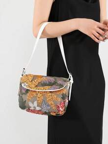Vacation Style Premium Texture Flip Shoulder Bag, Embroidered Sequin Flower Decoration Design, Elegant And Exquisite Fashion Style Women's Armpit Bag - Multicolor - View 4