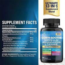 Miriyalyad Corti-Soothe 13 In 1 Supplement Capsules Extra Strength Magnesium Ashwagandha L-Theanine Complex With Lions Mane GABA Rhodiola Ginkgo Biloba Valerian Root 60 Capsules - 2PCS - 查看 5