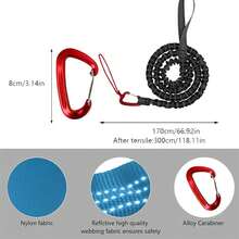 1pc Retractable Elastic Bicycle Tow Rope, Polyester Shock-Absorbing Mountain Bike Tow Strap With Carabiner, Outdoor Parent-Child Use - Multicolor - View 3