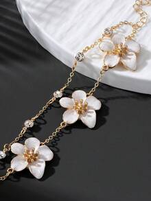 1pc Summer Vacation Style Exquisite Design Handmade Drip Oil Elegant Gentle White Flower Shaped Double Layer Frangipani Bracelet Birthday Gift - White - View 4