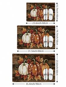 DAJIANG 1pc Autumn Pumpkin Door Mat Hallway Carpet, Multi-Color 3D Vintage Printed Pattern Rug, TPR Backing Non-Slip Mat, Suitable For Bathroom, Indoor, Hallway, Bedroom, Living Room, Bedside, Machine Washable Easy To Clean, Entryway Mat Holiday Home Decor - Multicolor - View 3
