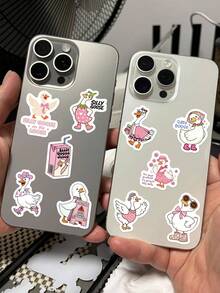 500pcs Cartoon Silly Goose Roll Stickers, Cute Funny Goose Pattern, Suitable For Laptop, Luggage, Phone, Scrapbook, Diary, Skateboard, Etc., Cartoon Graffiti Stickers, DIY Decoration Gift - Pink - View 8