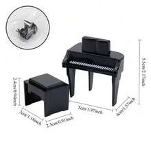 1:12 Mini Black Grand Piano Miniature Model With Matching Piano Stool, Realistic Musical Instrument Details, Suitable For Dollhouse Miniature Furniture Scenes, Can Be Used As Desktop Decor, Home Decoration And Figurine Scene Accessory - Multicolor - View 7