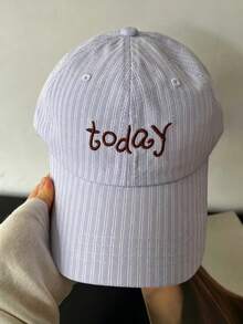 1件女款條紋棒球帽，可愛刺繡字母蝴蝶結夏季遮陽帽，時尚休閒防曬帽，清新返校季最佳禮物 - 彩色 - 查看 10