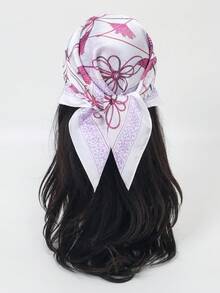 1pc Bandana French Vintage Palace Style Tassel Chain Square Scarf, Soft Color Palette Versatile Headwrap Decorative Silk Scarf - Multicolor - View 10