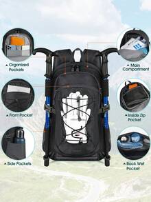 NEWHEY Ransel Hiking Tahan Air 40L, Ransel Camping Lipat Ringan, Ransel Perjalanan Luar Ruangan Pria - MultiWarna - View 2