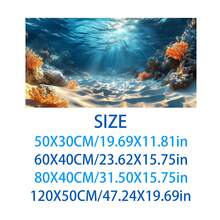 Seascape Sand, Rock, Water Plant And Fish Tank Decor - Coral Reef Self-Adhesive Removable Wallpaper-Style Background, Easy To Peel And Stick Freshwater/Saltwater Aquarium Reusable Fish Tank Decoration, Fish Habitat Decor, Aquarium Sticker, Suitable For Stream Tank, Planted Tank, Turtle Tank Landscaping, Studio Photography Backdrop, Self-Adhesive Front - B - View 8