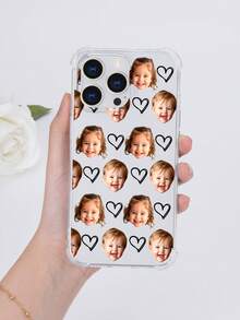 1件個性化愛心圖案客製化家人與朋友設計防摔透明手機殼，相容 iPhone 17/Air/17 Pro/17 Pro Max/16/15/14/13/12/11 及其他機型，適合作為送給朋友與他人的禮物 - 無色 - 查看 7