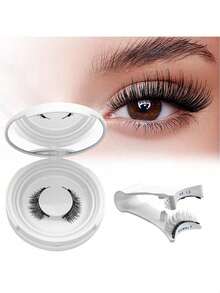 2 Pairs Natural Magnetic False Eyelashes, 2 Pairs Reusable Magnetic False Eyelashes With Applicator, No Glue Needed, Easy To Wear And Remove - 彩色 - 查看 1