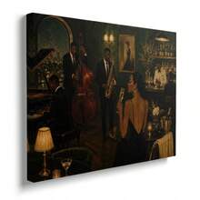 1 pieza Póster de lienzo con marco/sin marco de club de música jazz afroamericano vintage melancólico, arte de pared de cultura afro, pintura de mediados de siglo para pasillo, sala de estar, dormitorio, decoración del hogar moderno - A - Ver 2