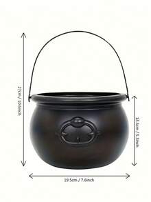 1pc Halloween Coffee Pot Decor Black Plastic Witch Cauldron - Perfect Gift For Family And Friends, Decorate Your Home, Suitable For Halloween Or Thanksgiving Party - Multicolor - View 3
