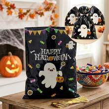 10/30pcs Halloween Plastic Gift Bags, Halloween Cute Ghost Gift Bags, Halloween Candy Bags, Halloween Cookie Baking Bags, Halloween Storage Bags, Children Trick Or Treat Decoration Bags, Children Happy Party Decoration, Halloween Table Centerpiece Decoration, Halloween Room Decoration, Halloween Home Decoration, Day Of The Dead Gifts, Day Of The Dead Decoration, Party Favors - Halloween Ghosts - View 10