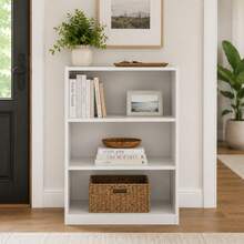3 Tier Bookcase With Adjustable Shelves, White Bookshelf Storage Organizer For Living Room, Bedroom, Home Office, Small Spaces & Display Storage - 白色 - 查看 5