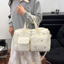 Women's Cute Bear Quilted Travel Bag, Multi-Pocket Handheld Storage Bag, Portable Crossbody Travel Organizer Bag - Multicolor - View 10