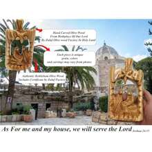 Olive Wood Nativity Scene 6.5" - Large Abstract Hand Carved Holy Family With Bethlehem Christmas Decor HOF056 - As Pic - View 5