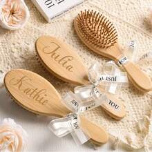 MerexSync 1pc Personalized Engraved Wooden Hair Comb, Wedding Party Favor, Bridesmaid Invitation Gift, Customized Bridesmaid Name Comb, Wedding Decor Accessory, Bridal Shower Return Gift - Multicolor - View 4