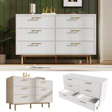 White Sideboard With 6 Drawers - Modern Wall Unit For Bedroom & Living Room In Wood For Dining - 白色 - 查看 1