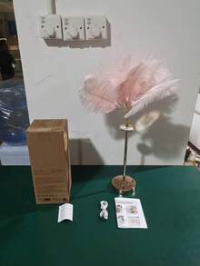 Rechargeable Feather Light With Built-In Battery, Portable Cordless DIY Home Living Room Coffee Table LED Decorative Lamp, Bedside Desk Lamp, Ins Style Girl Live Stream Atmosphere Light, Birthday Wedding Romantic Night Light - Pink - View 10