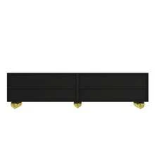 TV Stand With Shelves And Drawers, White With Golden Handles And Feet - Black - View 10
