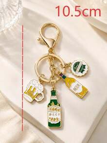 1pc/2pcs Unisex Beer Bottle Cap Beer Cup Charm Creative Personalized Backpack Pendant Bag Key Chain - Multicolor - View 3