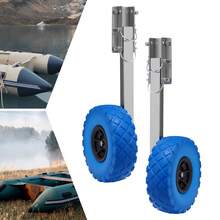 Set ruote di trasporto per gommoni gonfiabili, blu in acciaio inox e schiuma plastica, portata max. 150 kg, pneumatici Ø 25 cm per gommoni, trasporto breve in spiaggia - Blu - Visualizzare 7