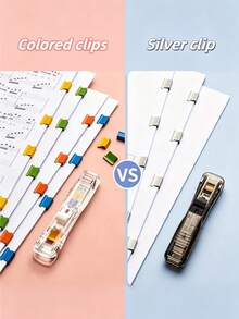 Transparent Visible Binding Clip, Compact And Portable, Simple Stapler, Sturdy And Anti-Slip, Can Clip A4 Paper And Books, Reusable, Suitable For Office, Clerical, School, Student Learning, Used For Fixing Documents And Books - Multicolor - View 3