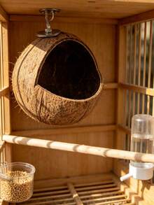 1pc Handmade Bird Nest Garden Decor, Brown Coarse Woven Straw Bird Nest, Suitable For Pet Birds Or Parrots, Natural Small Pet Bird Nesting Pad, Nest, Bed, Anti-Pecking Warm Pad, Suitable For Parrots, Budgies, Long-Tailed Parrots, Canaries, Round Warm - Y - View 8