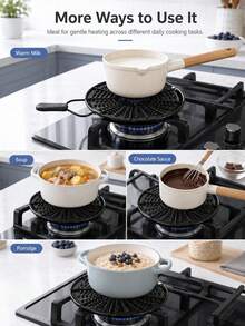 Premium Black Iron Heat Diffuser Plate With Quick Heating Solid Heat Conduction Plate For Home Cooks Anti Slip Flame Reducer Ideal For Soup Simmer Ring Gas Stove Glass Cooktop Converter For Coffee Milk Kitchen Essentials Kitchen Accesssories - Multicolor - View 5
