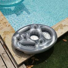 1pc Portable Inflatable PVC Water Ice Bar, Party Floating Drink Holder, Multi-Slot Cup Tray, Summer Pool Accessory - Multicolor - View 5