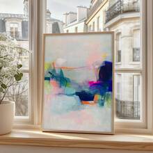 1pc Soft Pastel Tones Vertical Modern Abstract Wall Art - Pastel Ink Brushstroke Poster, Vertical Canvas Suitable For Living Room, Bedroom, Dorm Decor - Spring Fall Aesthetic, No Frame Included - Multicolor - View 5