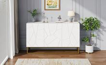 White Gloss Sideboard, Modern Buffet With 4 Shelves - White - View 2