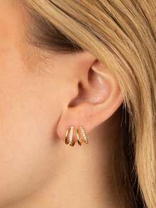 Fashion Unique 925 Sterling Silver 18K Gold Plated Half Hoop Earrings Asymmetrical CZ Zirconia Claw Set Stud Earrings For Women - Claw Paw Stud Earrings - View 4