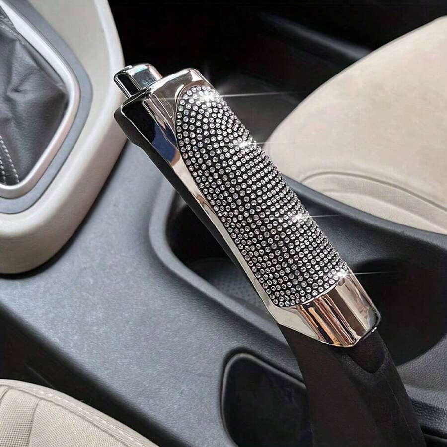 1pc Women's Car Rhinestone Handbrake Cover, Personalized Full Rhinestone Handbrake Decor Sleeve, Car Interior Decoration Accessory (Note: Size, Not Suitable For All Models), Fashionable Rhinestone Car Decoration - A - View 1