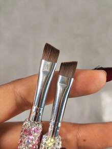 1 Stück funkelnder Strass-Augen-Make-up-Pinsel, erschwingliches tragbares Make-up-Pinsel-Set; enthält doppelseitigen Augenbrauenpinsel, Wimpernkamm, Concealer-Pinsel, Unteraugen-Schattenpinsel, spiralförmigen Augenbrauenkamm, Reise-Essential, Make-up-Werkzeug - Verschiedenfarbig - Übersicht 4