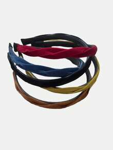 1/5pcs Solid Color Casual Fashion Minimalist Elegant Wide Twisted Velvet Sponge Headband, Suitable For Daily, Vacation, Party Wear, Polyester Fiber, All Seasons Hairband - Multicolor - View 11