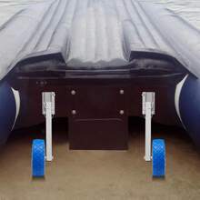 Set ruote di trasporto per gommoni gonfiabili, blu in acciaio inox e schiuma plastica, portata max. 150 kg, pneumatici Ø 25 cm per gommoni, trasporto breve in spiaggia - Blu - Visualizzare 1