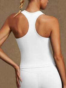 VVX Women Halter Neck Yoga Tank Tops Racerback Removable Pads Sexy Backless Workout Gym Top Casual Solid Color Soft For Gym Daily Wear - White - View 7