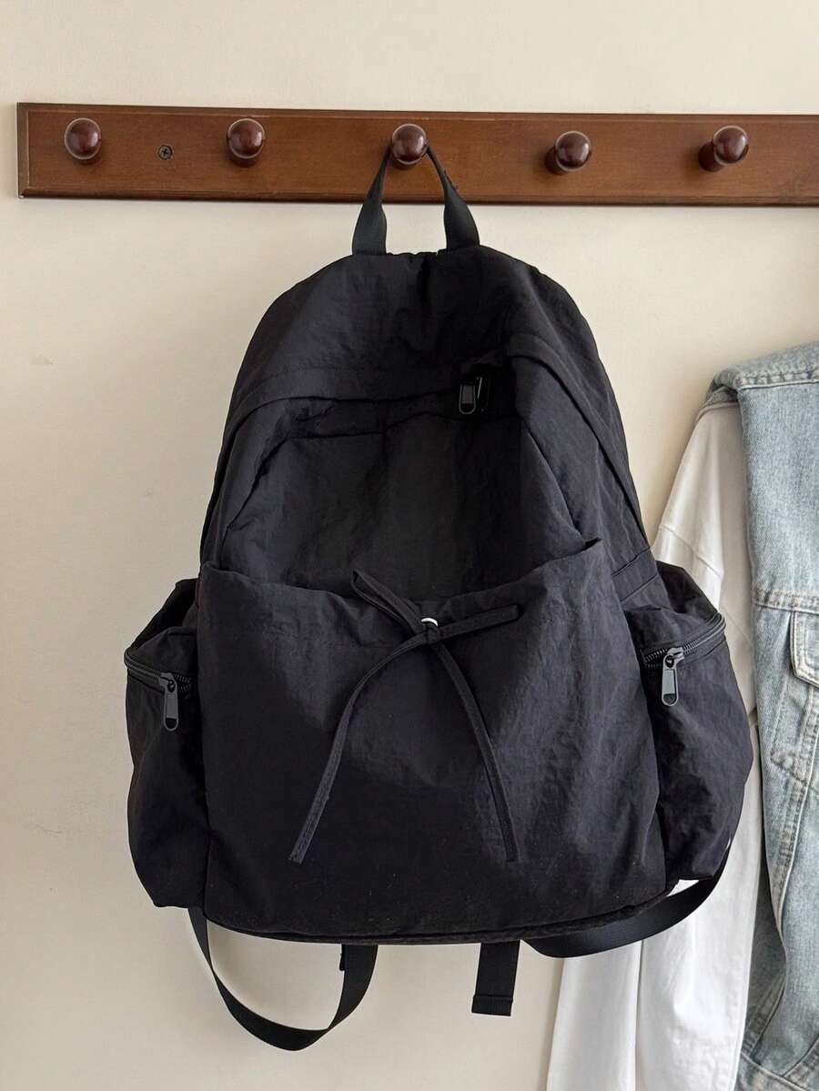 Lightweight Minimalist Large Capacity Backpack - Black - View 1