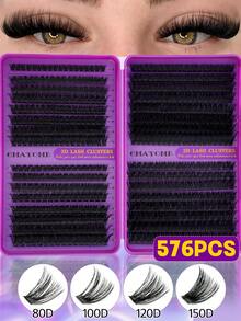 640pcs Eyelash Extension Kit, DIY Segmented Lashes With Tools, Large Capacity Soft False Eyelash Bundle Set, Suitable For Beginners, DIY Home Use, Fluffy And Thick, Easy To Use, Portable And Reusable, Create Natural And Charming Eyes - 彩色 - 查看 17