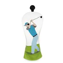 Golf Swing Figure Golf Club Headcover, Colorful 3D Embroidery Exquisite, Thickened PU Padding, Universal 1/3/5 Wood, Casual Retro Men's Golf Club Protector - White - View 8