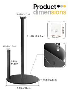 Baofeng 1pc Stainless Steel Countertop Paper Towel Holder, Non-Slip Base Easy-Tear Paper Roll Dispenser, Suitable For Standard And Large Rolls, Space-Saving Kitchen Bathroom Home Decor Stand, Free Hook Included, Gold/Silver/Black Optional - Multicolor - View 15